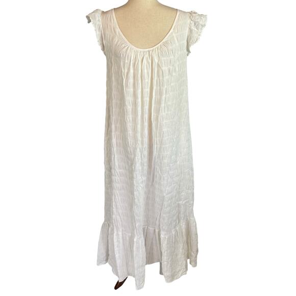Free People Kyra Open Back Short Sleeve Maxi Shift Boho Dress White Large - Picture 8 of 12